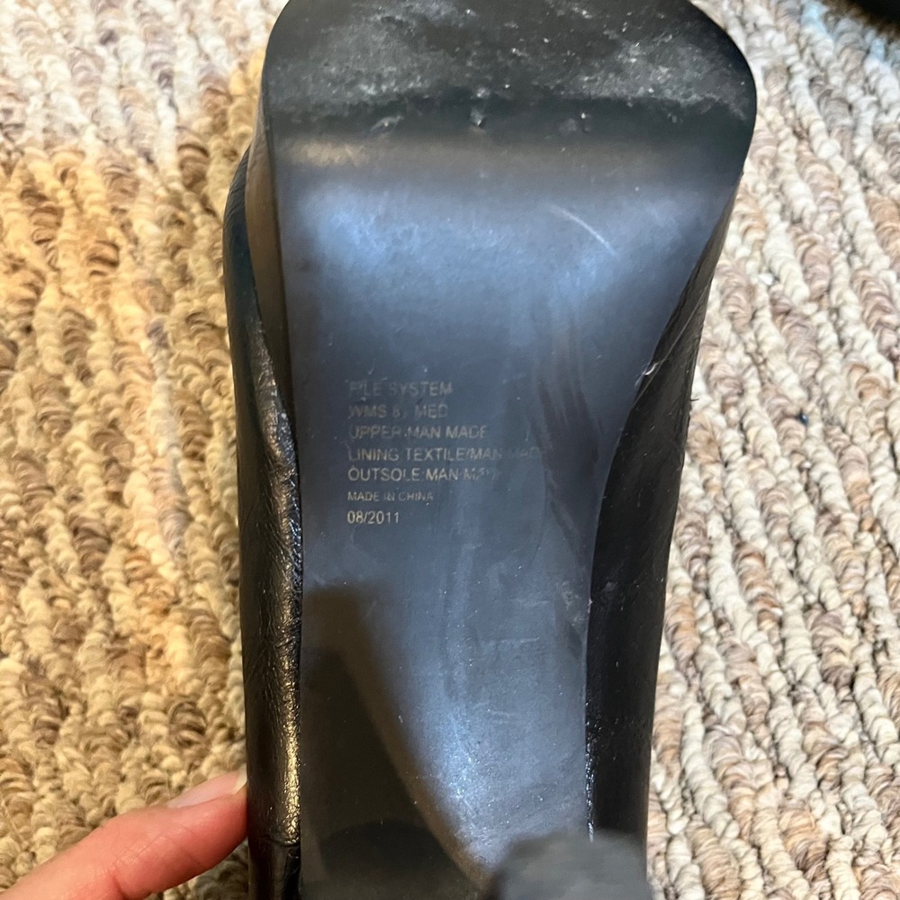 ❤️Unlisted Black Faux Leather Round Toe Stiletto Heel Platform Pumps Size 8.5 - Picture 6 of 16
